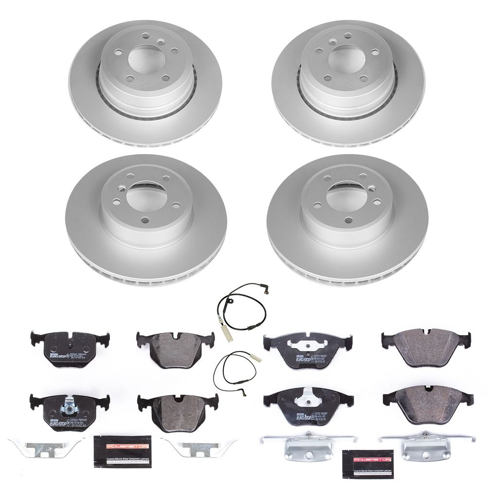 PowerStop ESK5637 - Genuine Geomet Coated Rotors, ECE-R90 Brake Pads + Hardware Kit