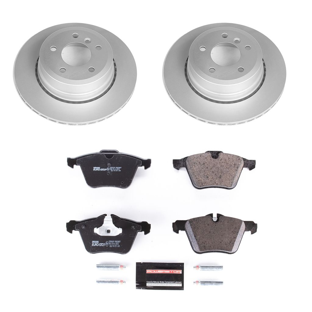 PowerStop ESK5638 - Genuine Geomet Coated Rotors, ECE-R90 Brake Pads + Hardware Kit