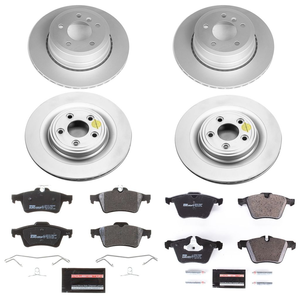 PowerStop ESK5639 - Genuine Geomet Coated Rotors, ECE-R90 Brake Pads + Hardware Kit