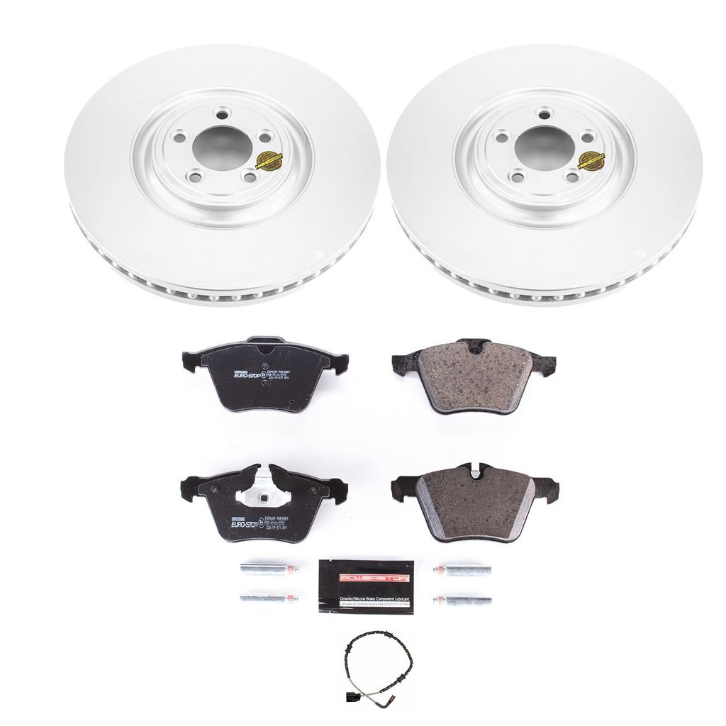 Genuine Geomet Coated Rotors, ECE-R90 Brake Pads + Hardware Kit