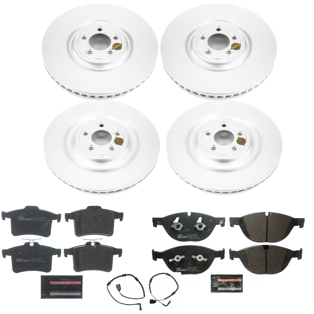 PowerStop ESK5648 - Genuine Geomet Coated Rotors, ECE-R90 Brake Pads + Hardware Kit