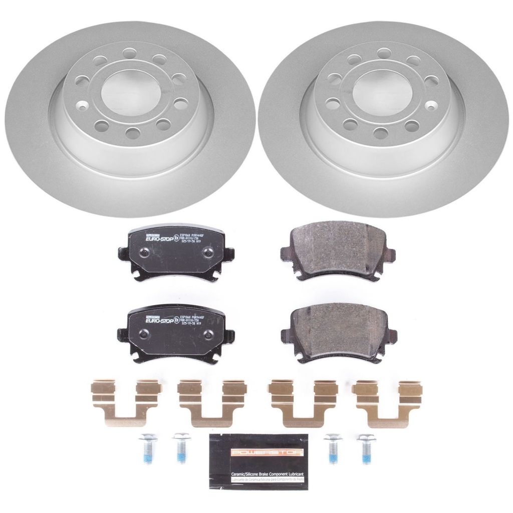 PowerStop ESK5662 - Genuine Geomet Coated Rotors, ECE-R90 Brake Pads + Hardware Kit