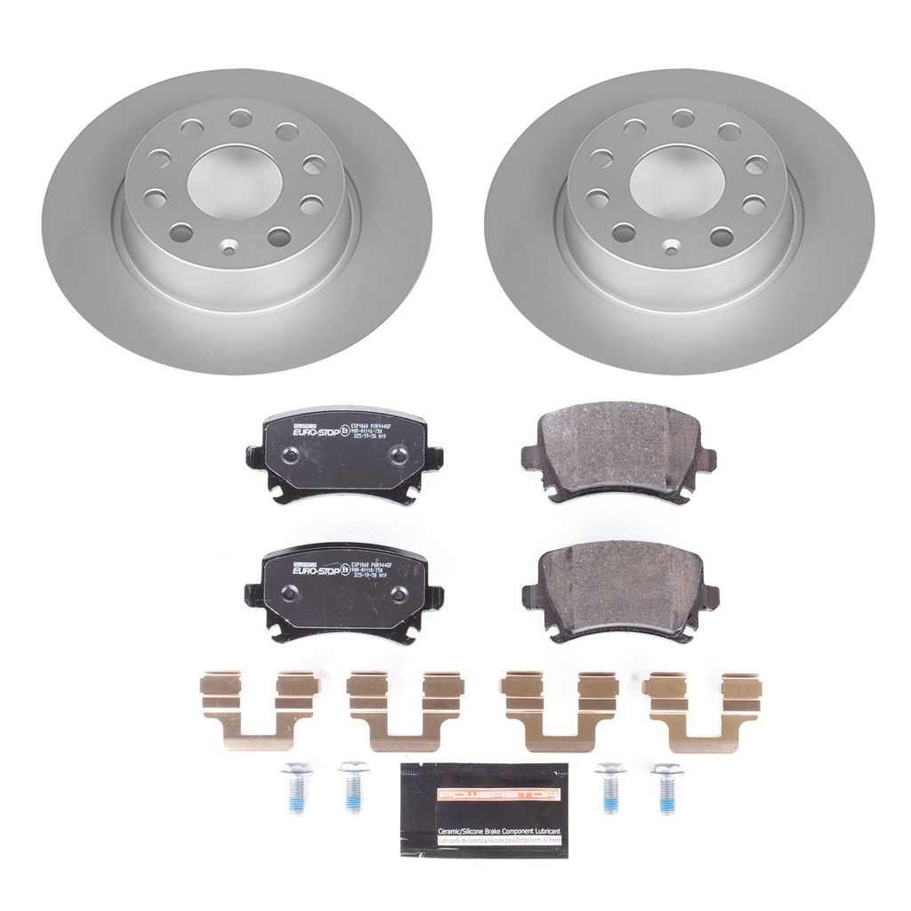 PowerStop ESK5666 - Genuine Geomet Coated Rotors, ECE-R90 Brake Pads + Hardware Kit