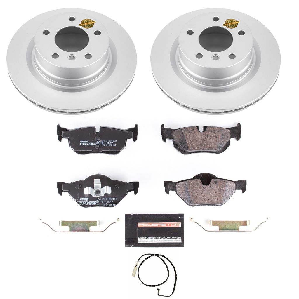 PowerStop ESK5687 - Genuine Geomet Coated Rotors, ECE-R90 Brake Pads + Hardware Kit