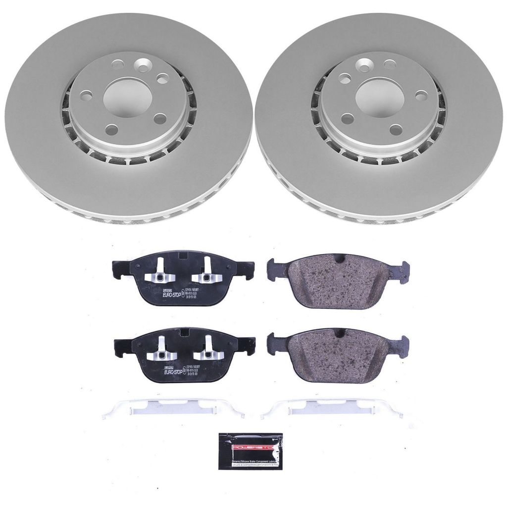 Genuine Geomet Coated Rotors, ECE-R90 Brake Pads + Hardware Kit