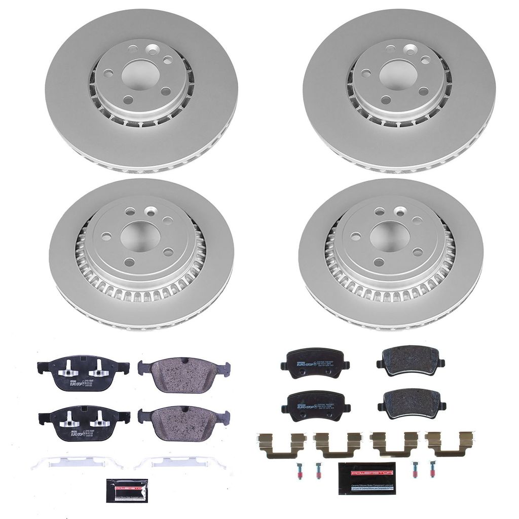 PowerStop ESK5703 - Genuine Geomet Coated Rotors, ECE-R90 Brake Pads + Hardware Kit
