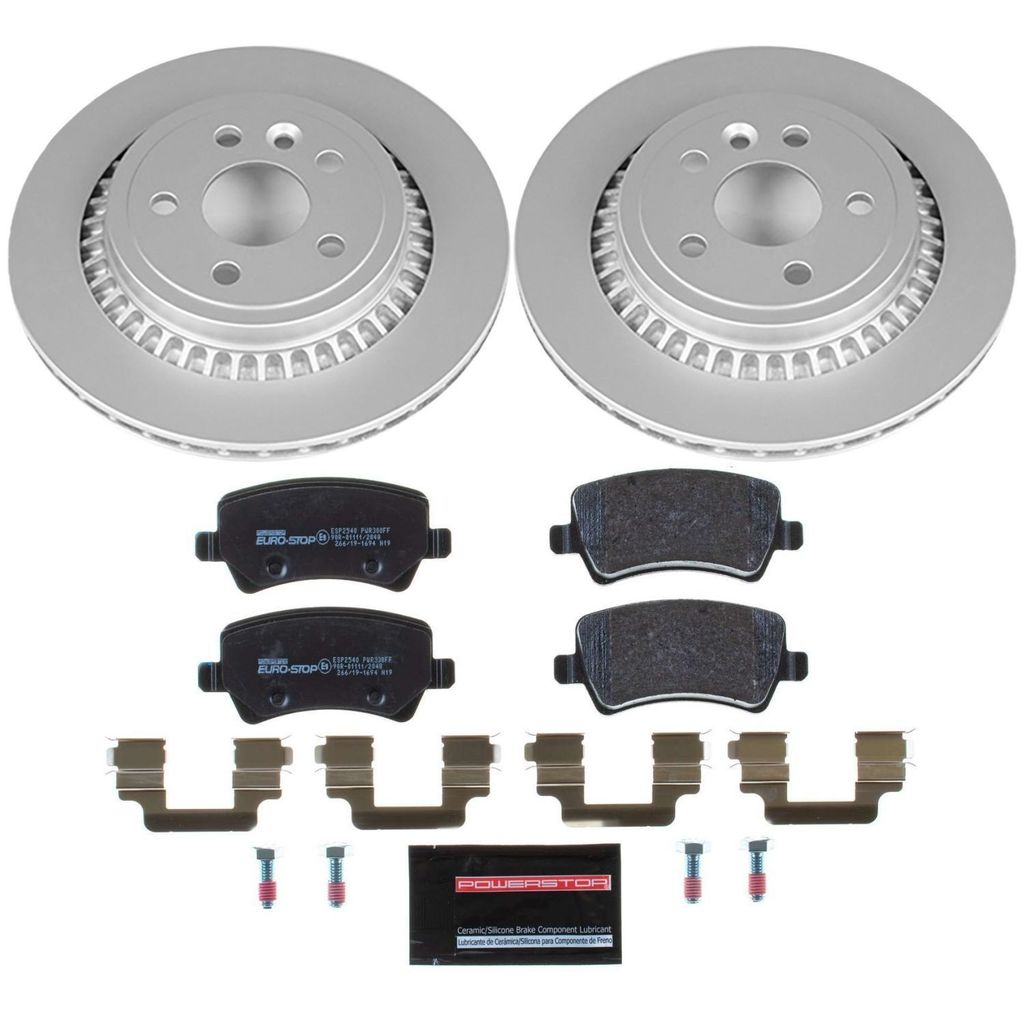 Genuine Geomet Coated Rotors, ECE-R90 Brake Pads + Hardware Kit