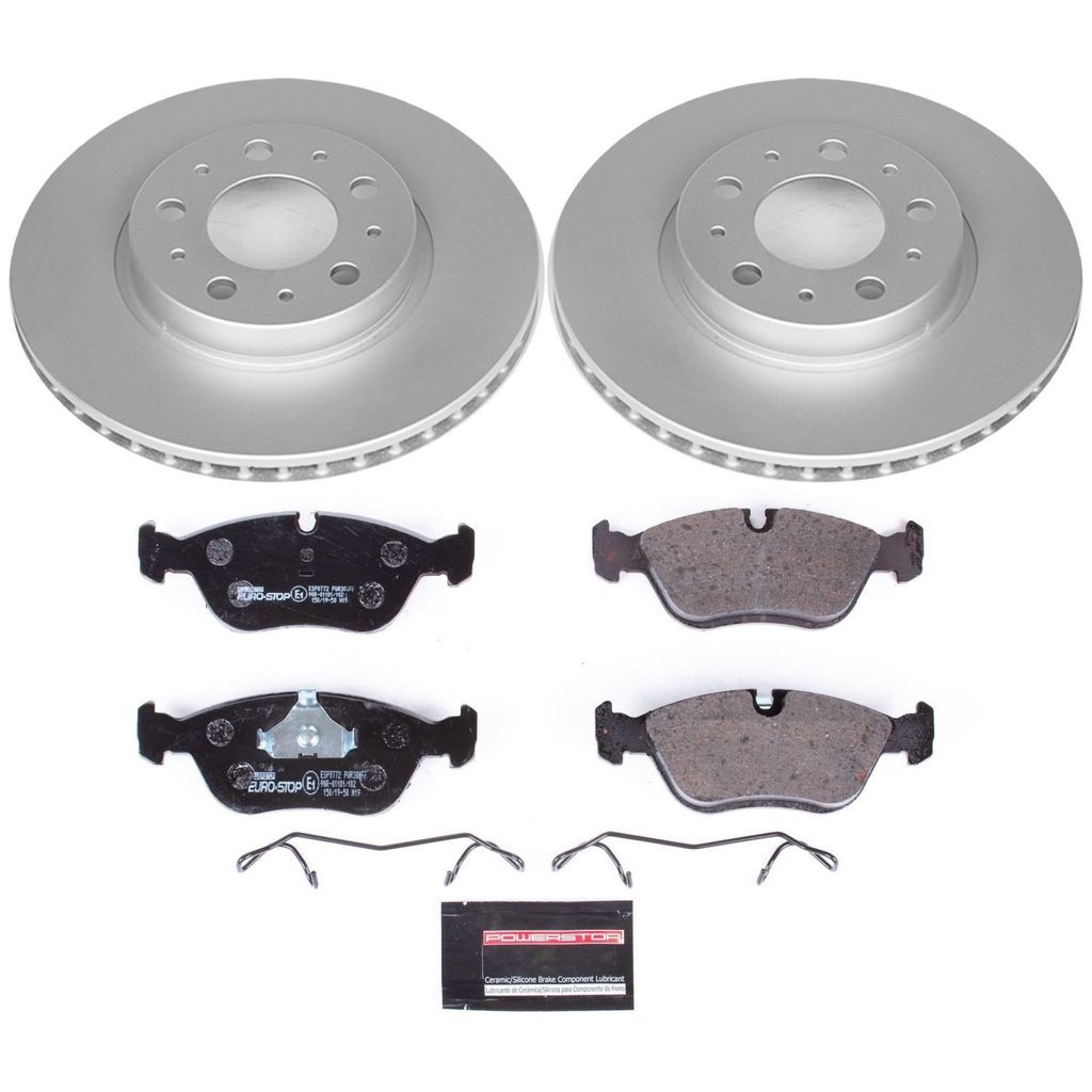Genuine Geomet Coated Rotors, ECE-R90 Brake Pads + Hardware Kit
