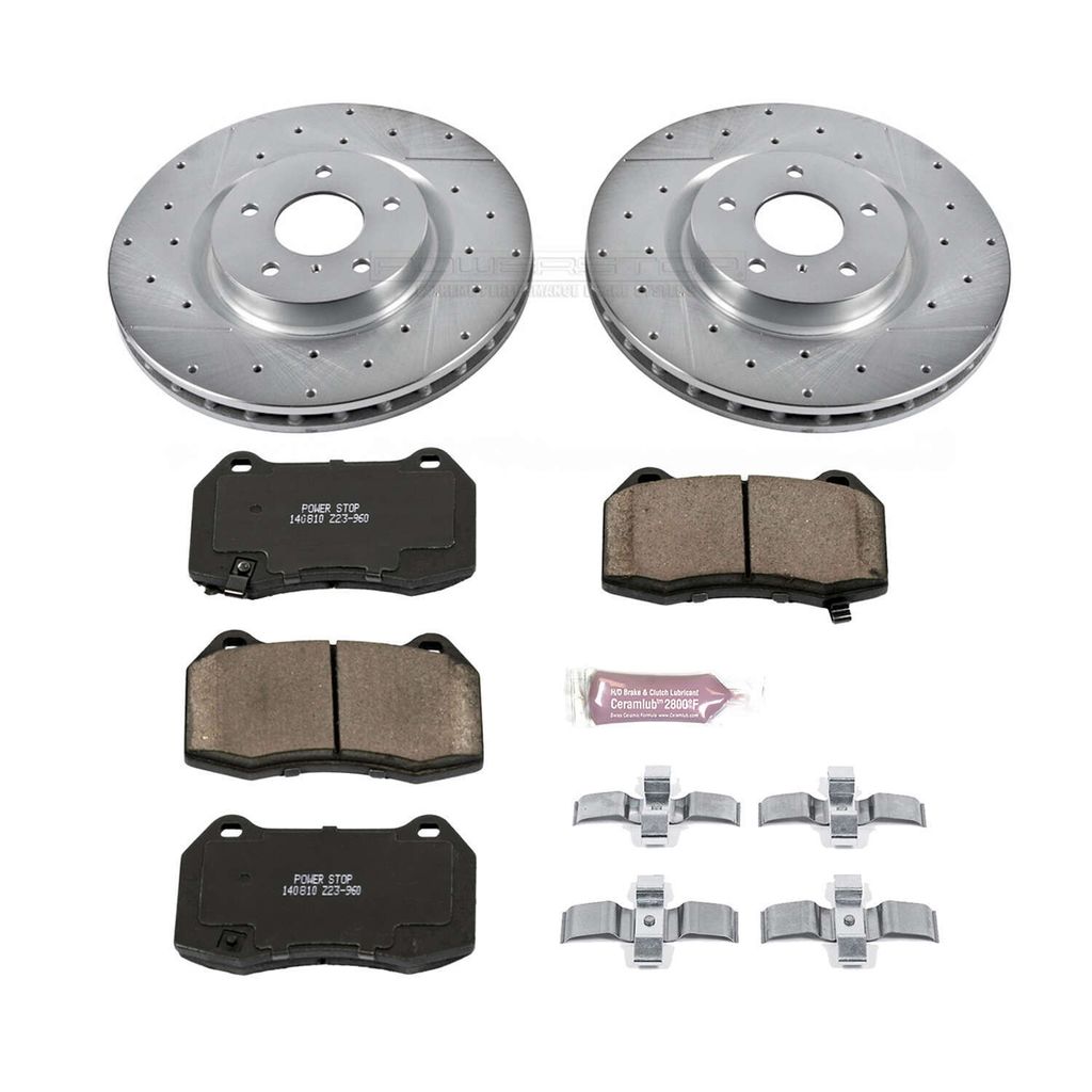 PowerStop K104 - Z23 Drilled and Slotted Brake Rotors and Pads Kit