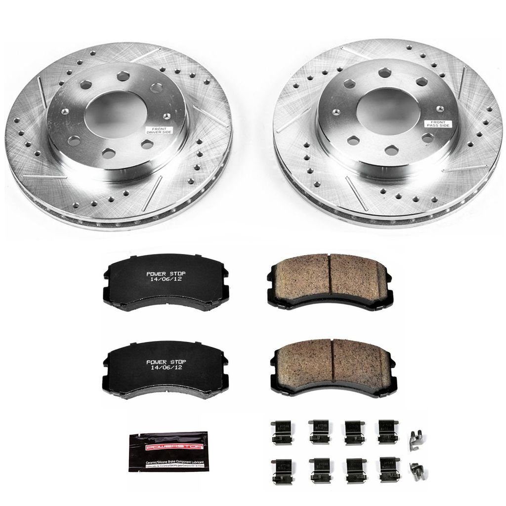 PowerStop K1092 - Z23 Drilled and Slotted Brake Rotors and Pads Kit
