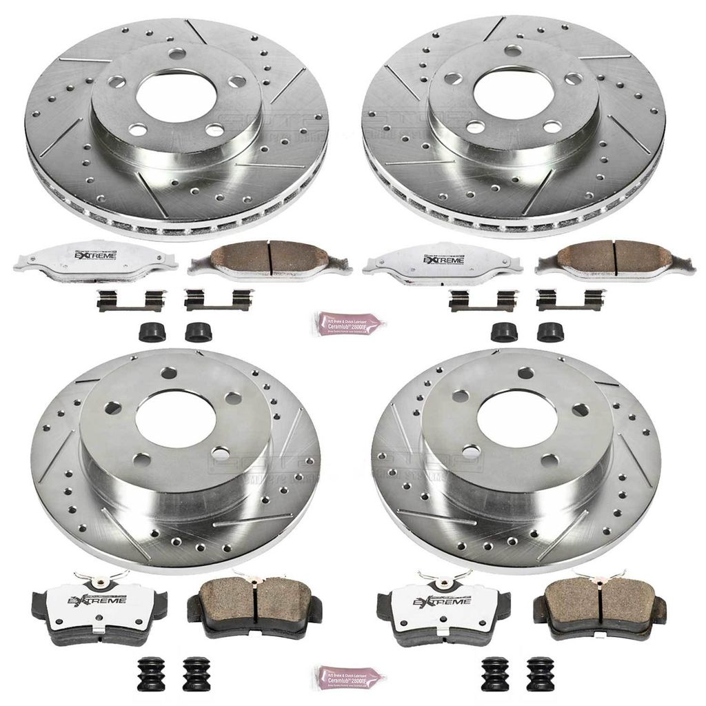 PowerStop K1302-26 - Z26 Drilled and Slotted Brake Rotors and Pads Kit