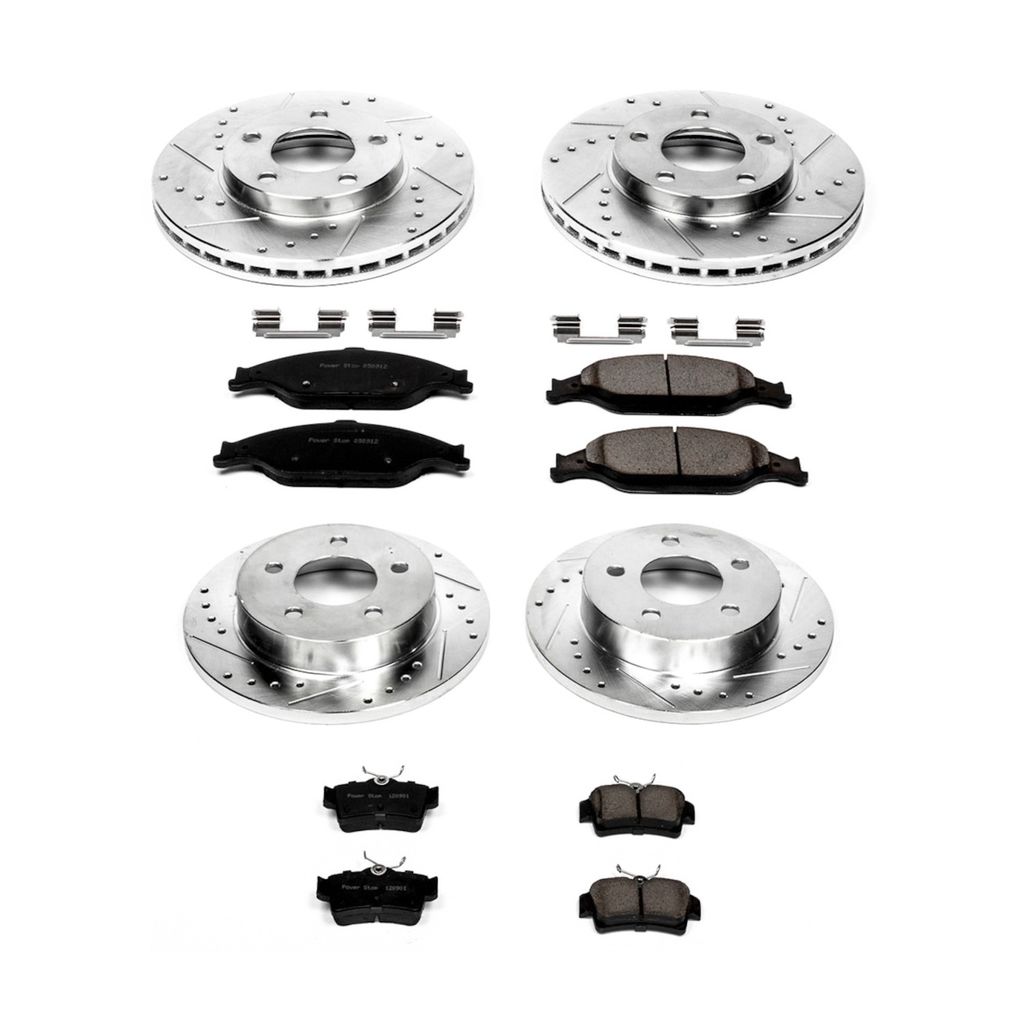 PowerStop K1302 - Z23 Drilled and Slotted Brake Rotors and Pads Kit