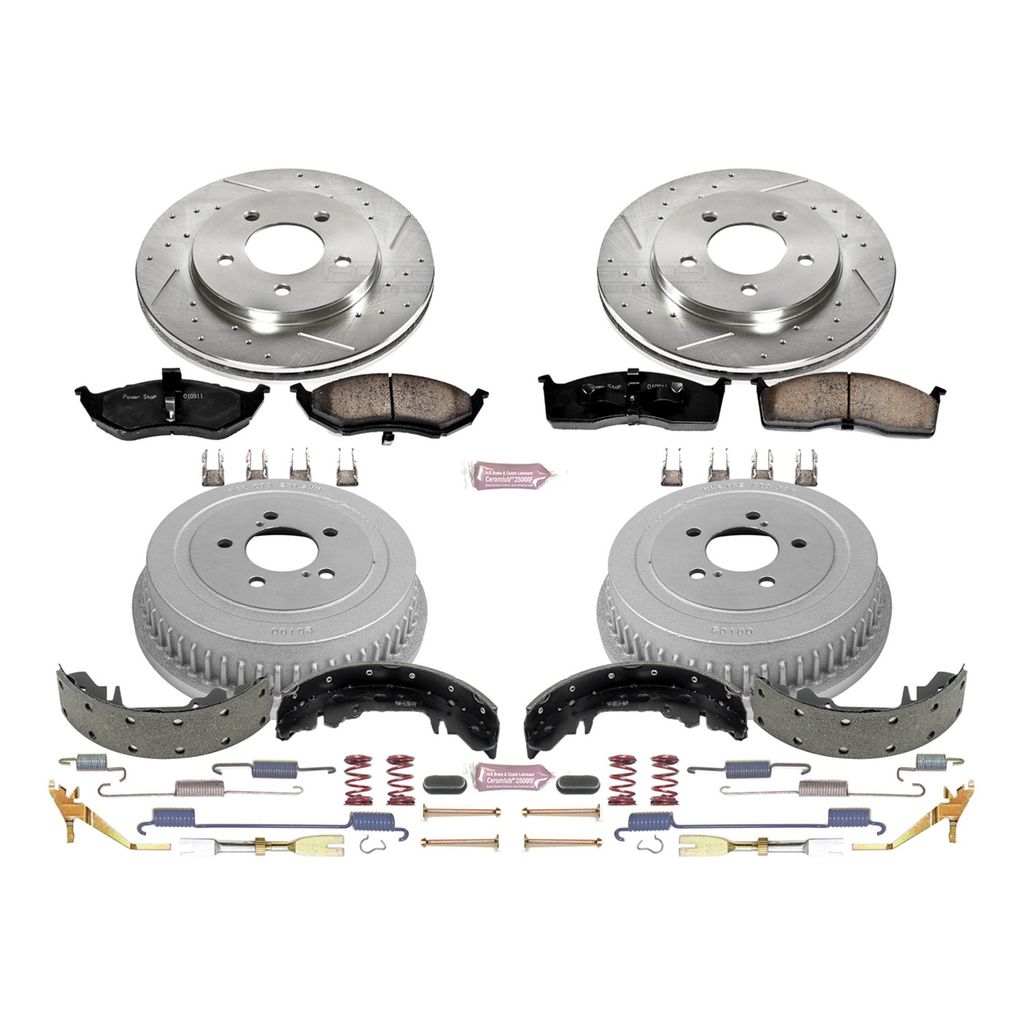 PowerStop K15011DK - Z23 Drilled and Slotted Brake Pad, Rotor, Drum, and Shoe Kit