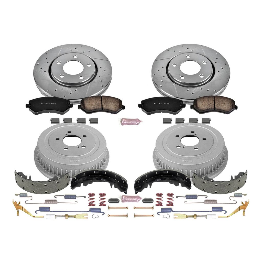 PowerStop K15013DK - Z23 Drilled and Slotted Brake Pad, Rotor, Drum, and Shoe Kit