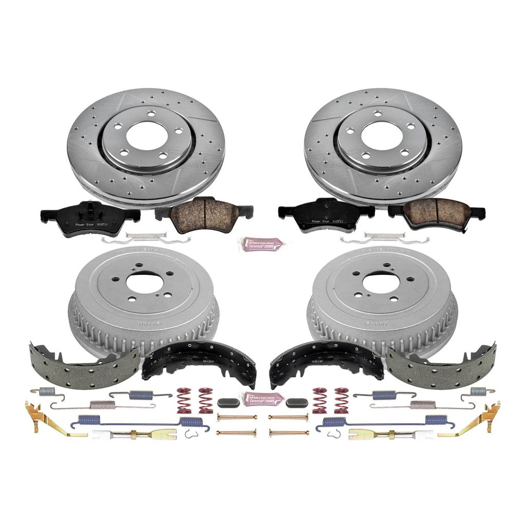 PowerStop K15014DK - Z23 Drilled and Slotted Brake Pad, Rotor, Drum, and Shoe Kit