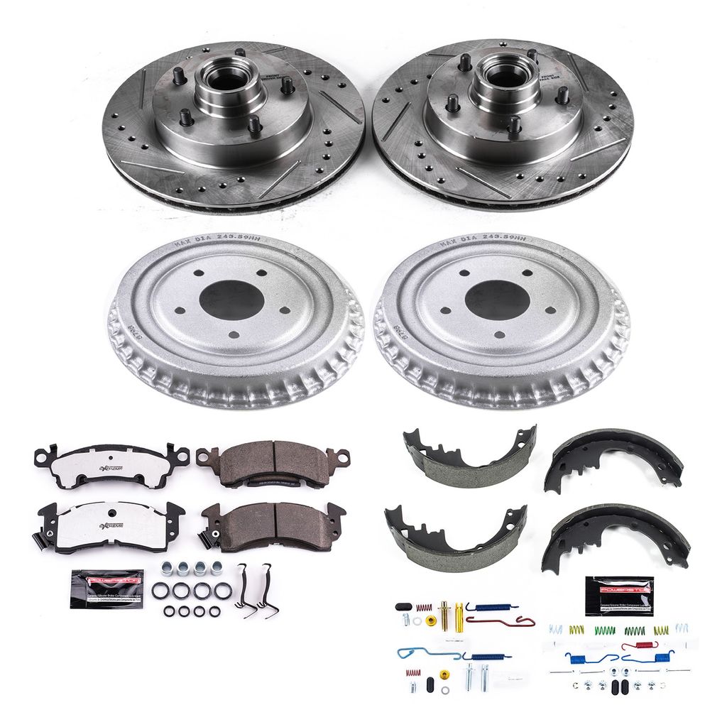 PowerStop K15023DK-26 - Z26 Drilled and Slotted Brake Pad, Rotor, Drum, and Shoe Kit