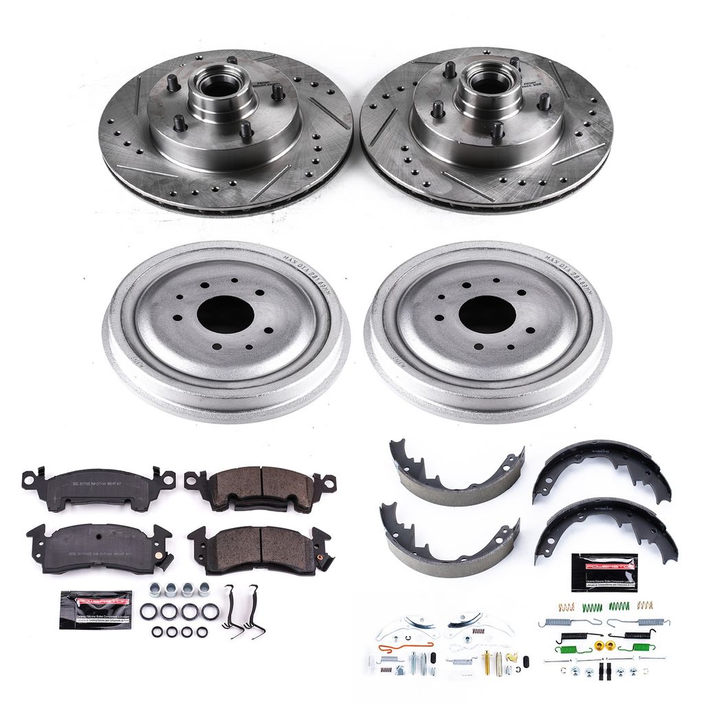 PowerStop K15028DK - Z23 Drilled and Slotted Brake Pad, Rotor, Drum, and Shoe Kit