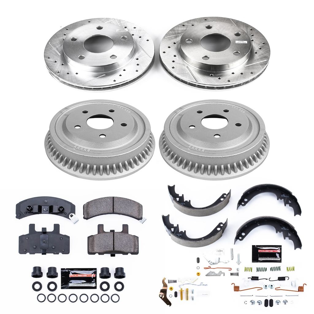 PowerStop K15033DK - Z23 Drilled and Slotted Brake Pad, Rotor, Drum, and Shoe Kit