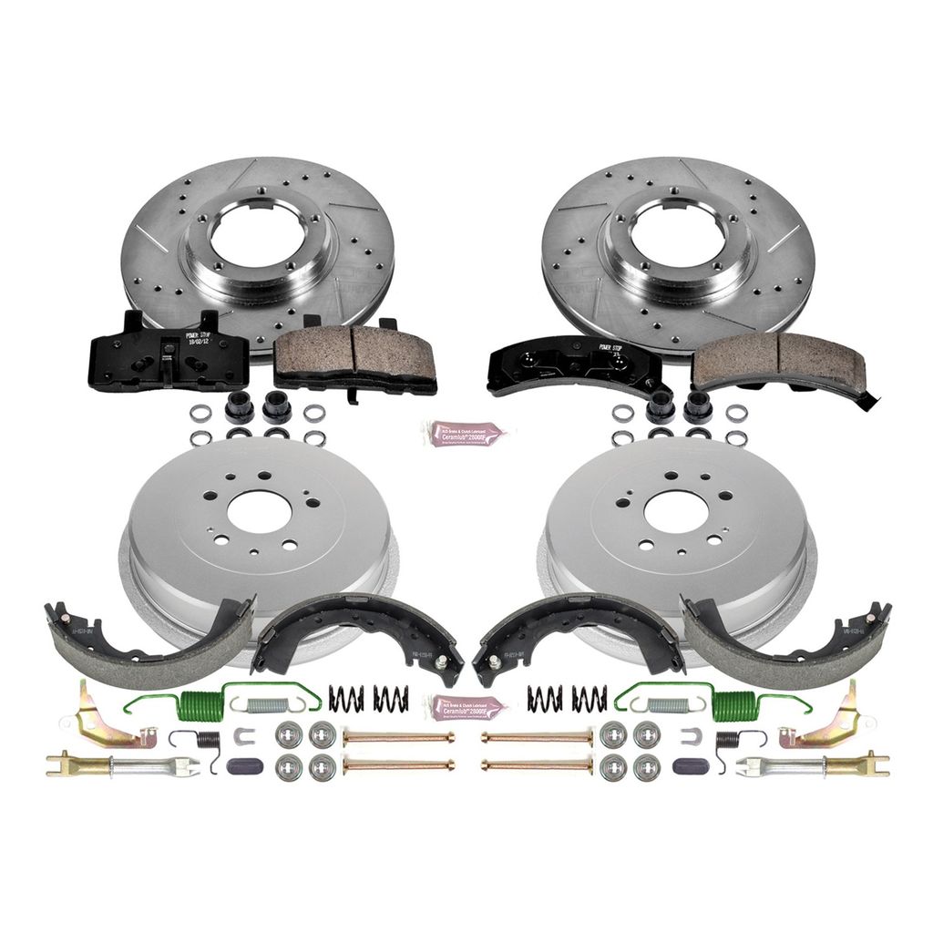 PowerStop K15039DK - Z23 Drilled and Slotted Brake Pad, Rotor, Drum, and Shoe Kit