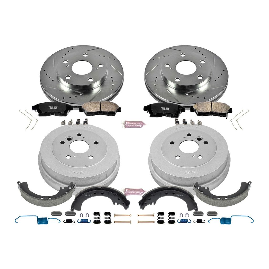 PowerStop K15059DK - Z23 Drilled and Slotted Brake Pad, Rotor, Drum, and Shoe Kit