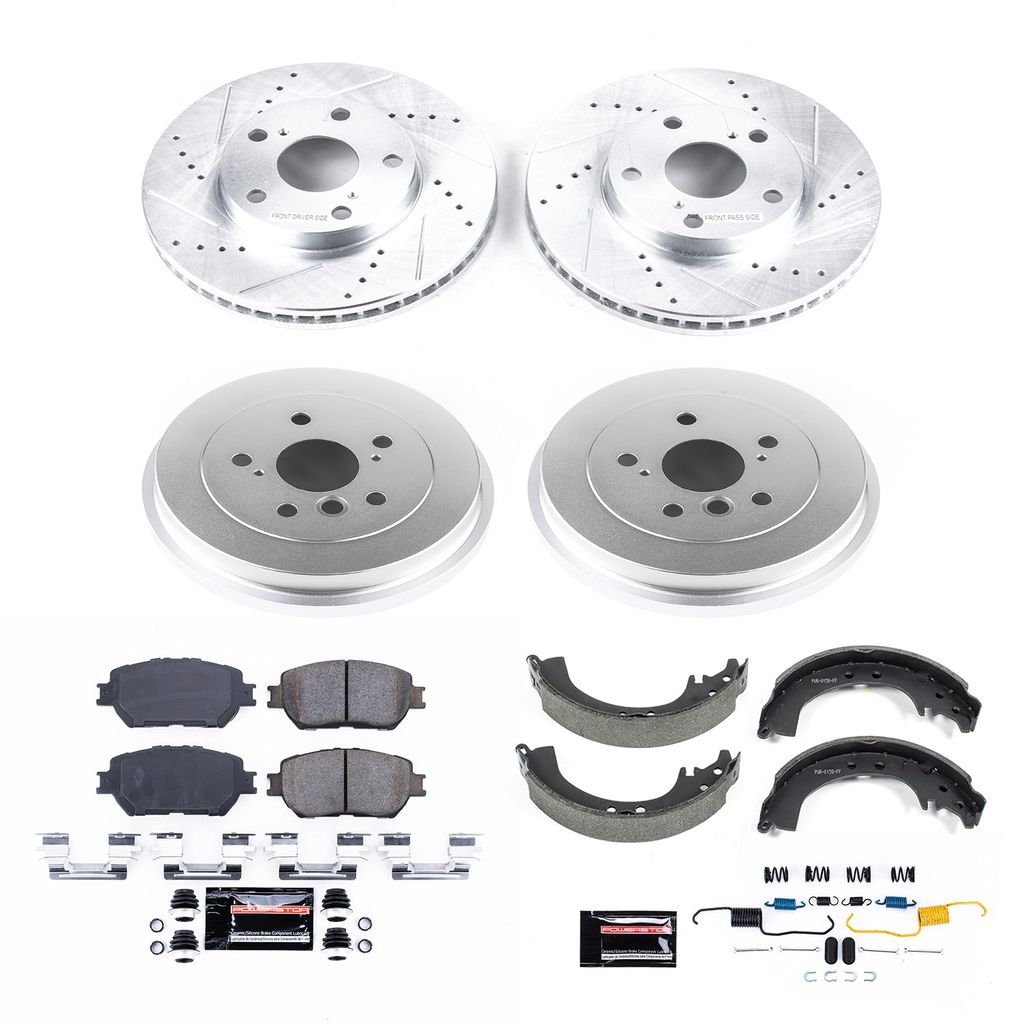 PowerStop K15061DK - Z23 Drilled and Slotted Brake Pad, Rotor, Drum, and Shoe Kit