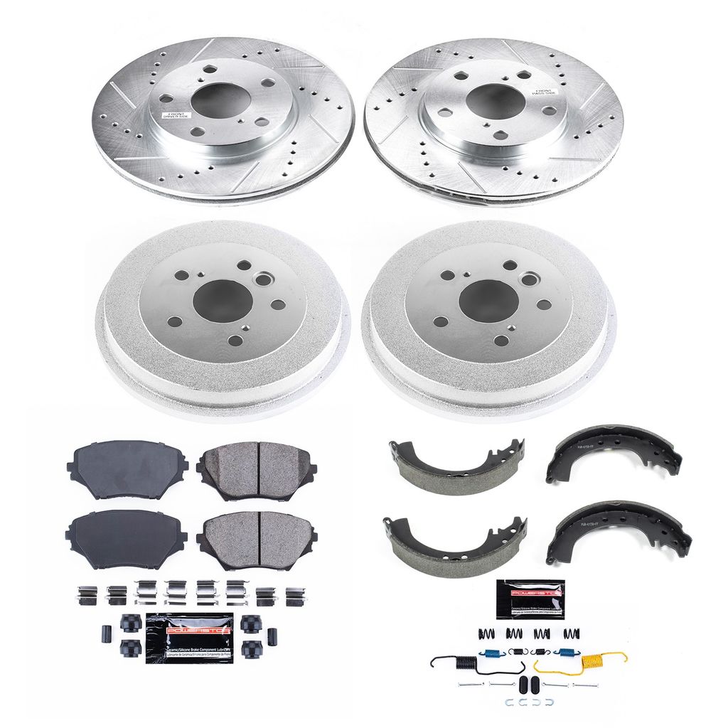 PowerStop K15063DK - Z23 Drilled and Slotted Brake Pad, Rotor, Drum, and Shoe Kit