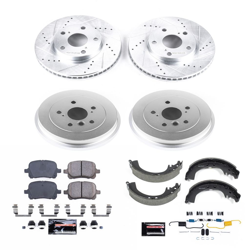 PowerStop K15065DK - Z23 Drilled and Slotted Brake Pad, Rotor, Drum, and Shoe Kit