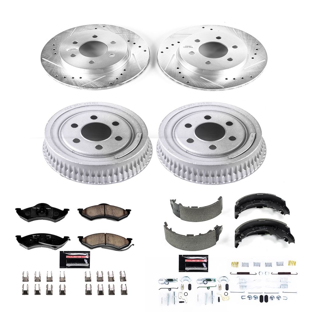PowerStop K15071DK - Z23 Drilled and Slotted Brake Pad, Rotor, Drum, and Shoe Kit