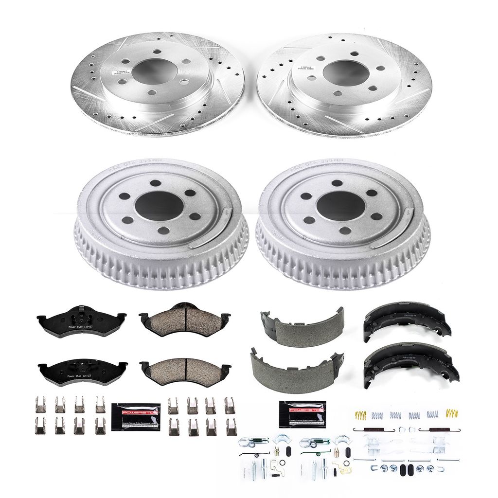 PowerStop K15072DK - Z23 Drilled and Slotted Brake Pad, Rotor, Drum, and Shoe Kit