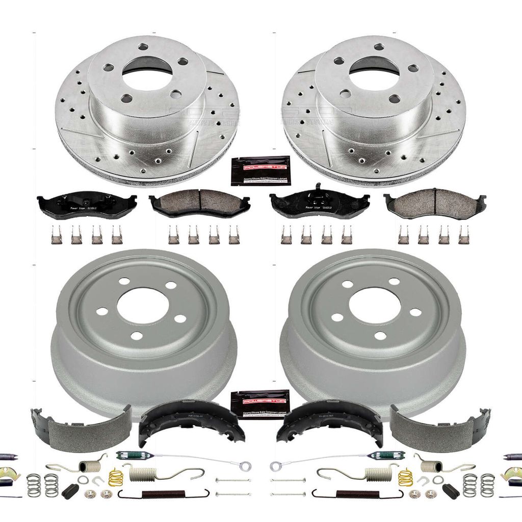 PowerStop K15073DK - Z23 Drilled and Slotted Brake Pad, Rotor, Drum, and Shoe Kit