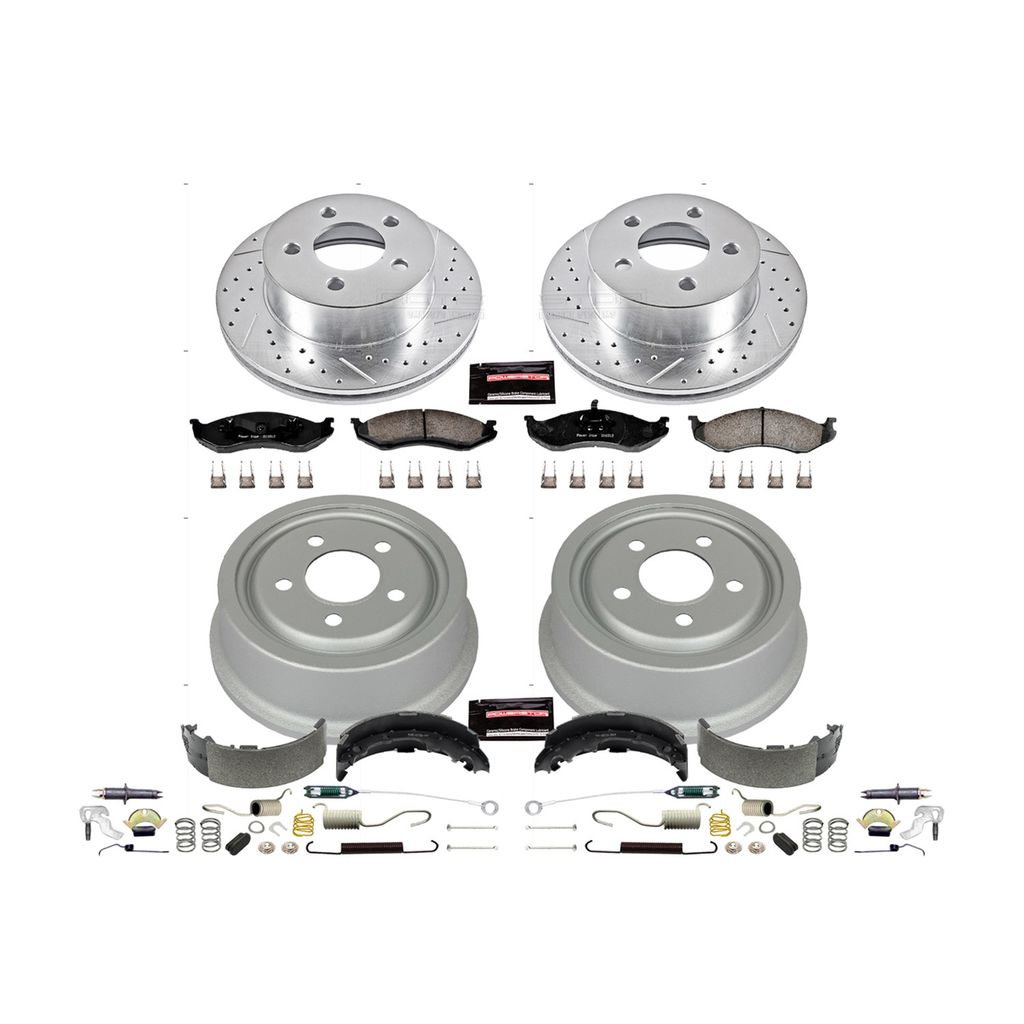 PowerStop K15075DK - Z23 Drilled and Slotted Brake Pad, Rotor, Drum, and Shoe Kit