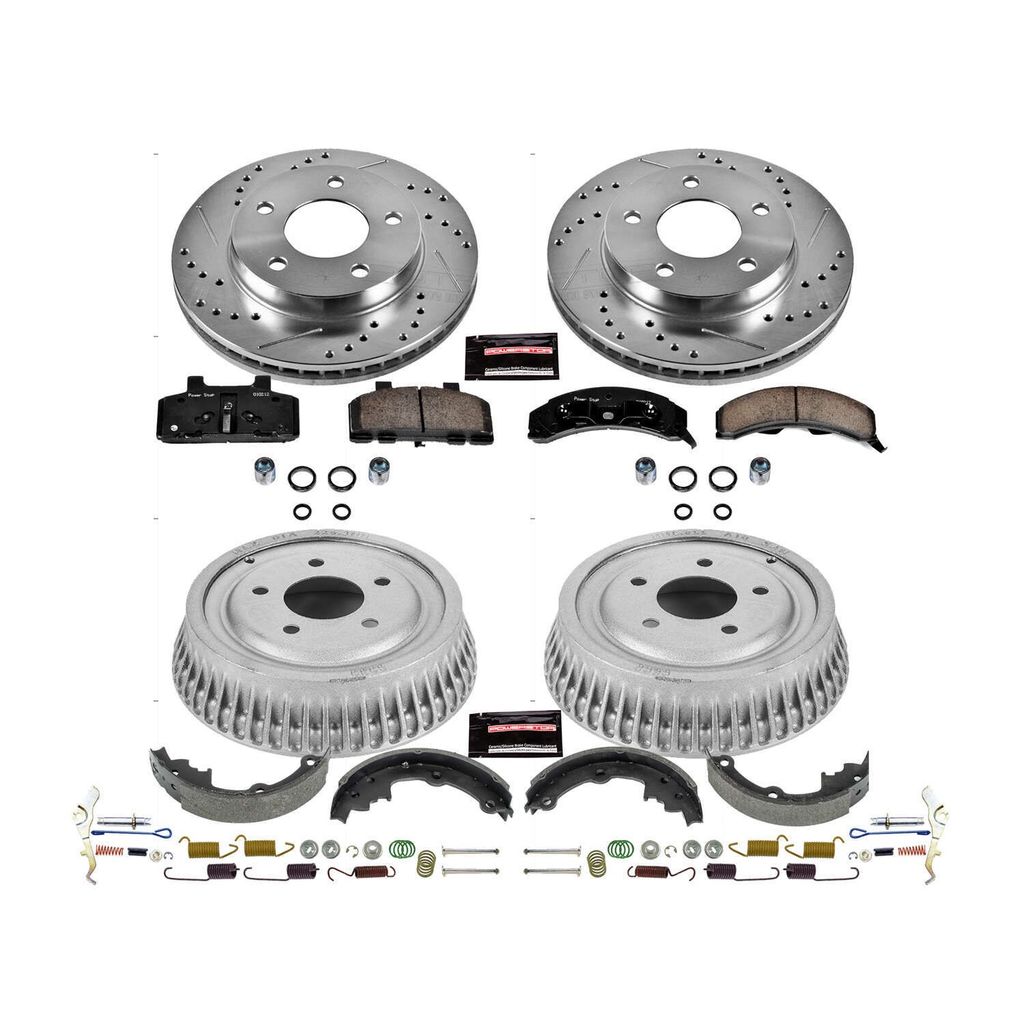 PowerStop K15081DK - Z23 Drilled and Slotted Brake Pad, Rotor, Drum, and Shoe Kit