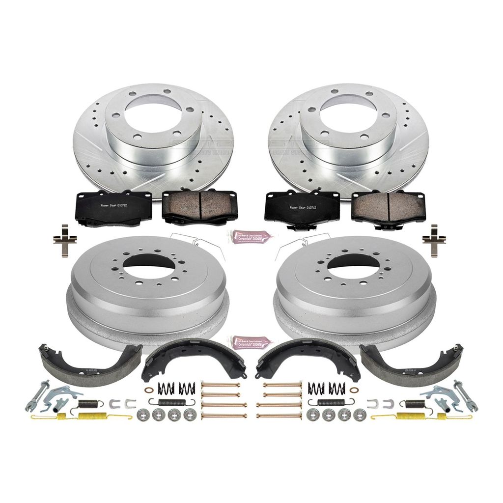 PowerStop K15096DK - Z23 Drilled and Slotted Brake Pad, Rotor, Drum, and Shoe Kit