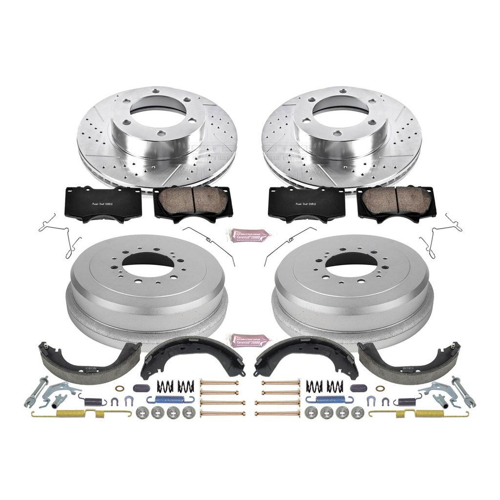 PowerStop K15098DK - Z23 Drilled and Slotted Brake Pad, Rotor, Drum, and Shoe Kit