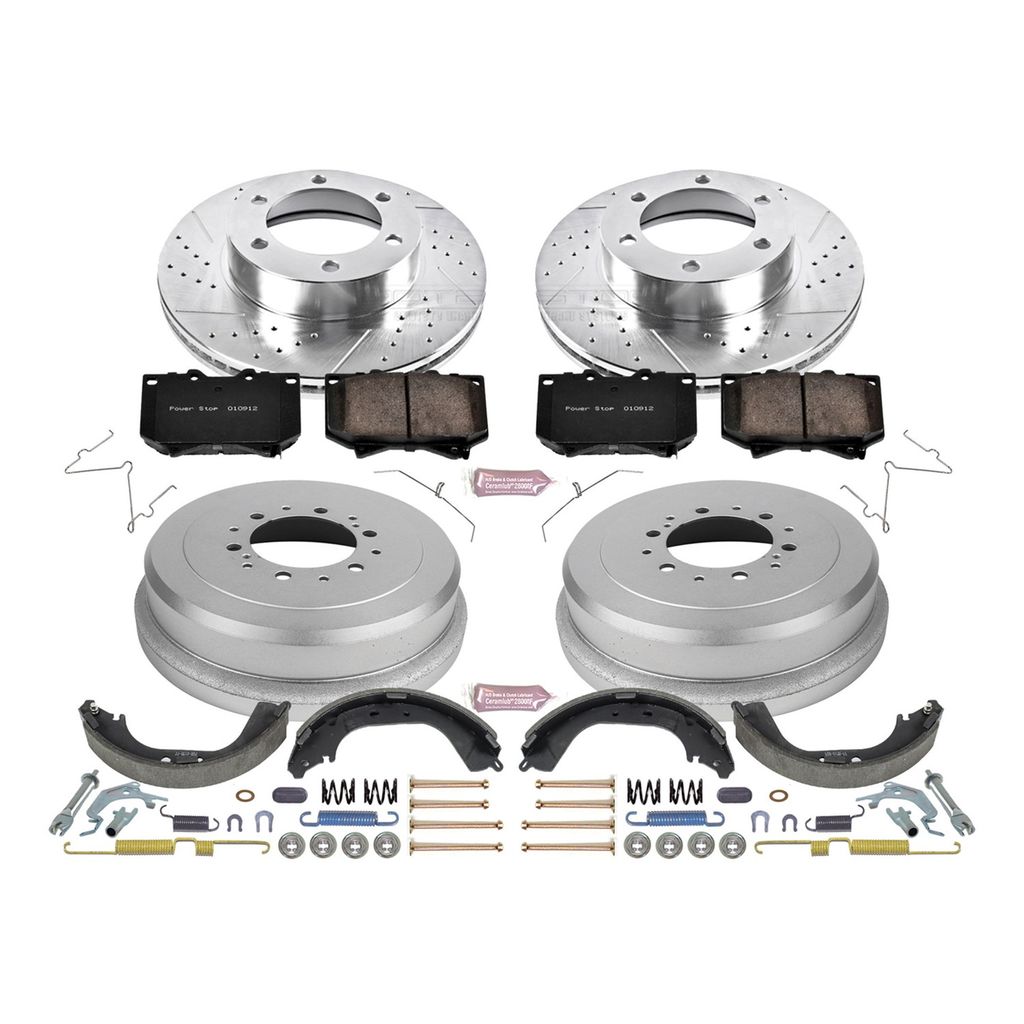 PowerStop K15099DK - Z23 Drilled and Slotted Brake Pad, Rotor, Drum, and Shoe Kit