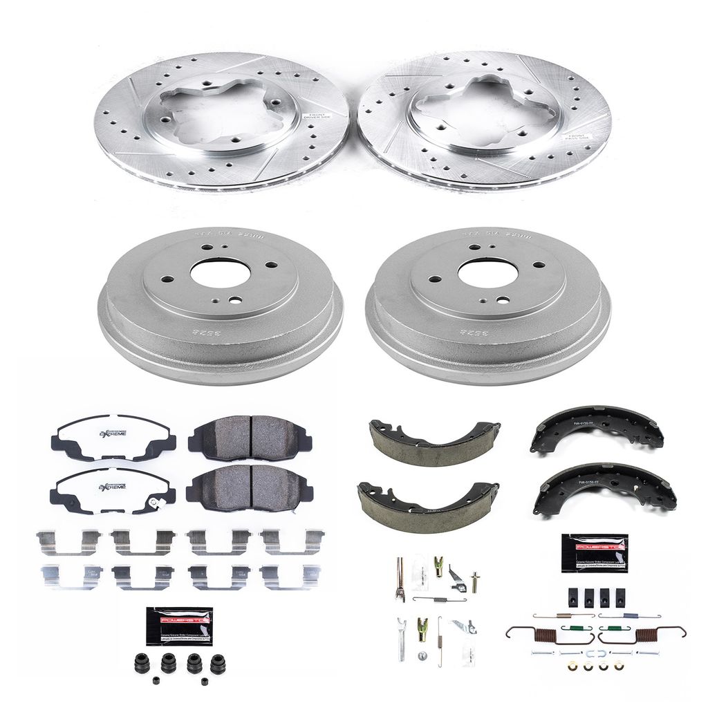 PowerStop K15105DK-26 - Z26 Drilled and Slotted Brake Pad, Rotor, Drum, and Shoe Kit
