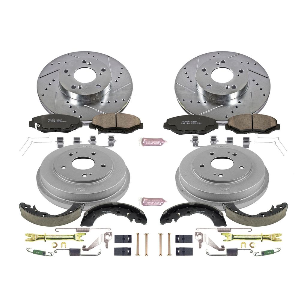 PowerStop K15107DK - Z23 Drilled and Slotted Brake Pad, Rotor, Drum, and Shoe Kit