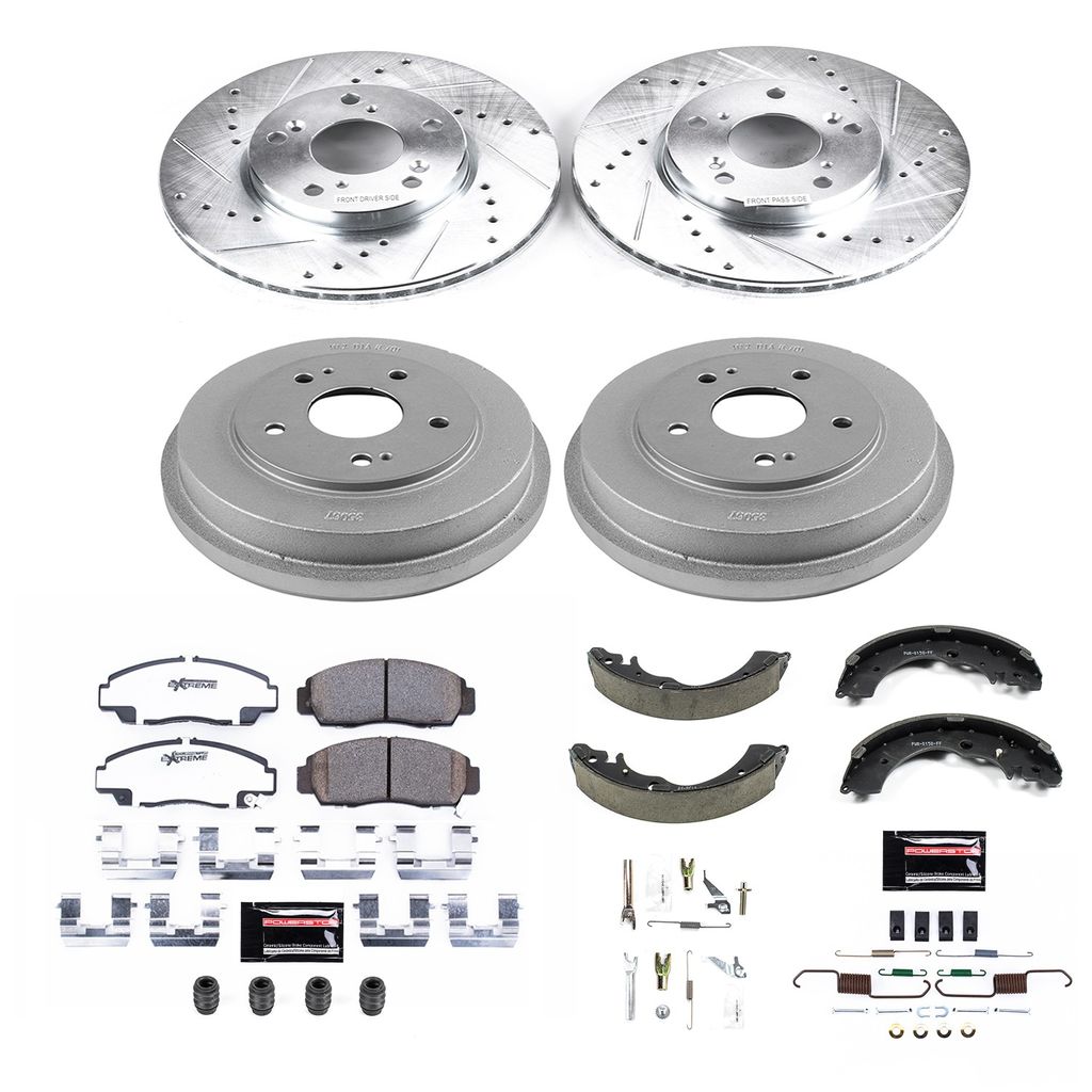 PowerStop K15109DK-26 - Z26 Drilled and Slotted Brake Pad, Rotor, Drum, and Shoe Kit