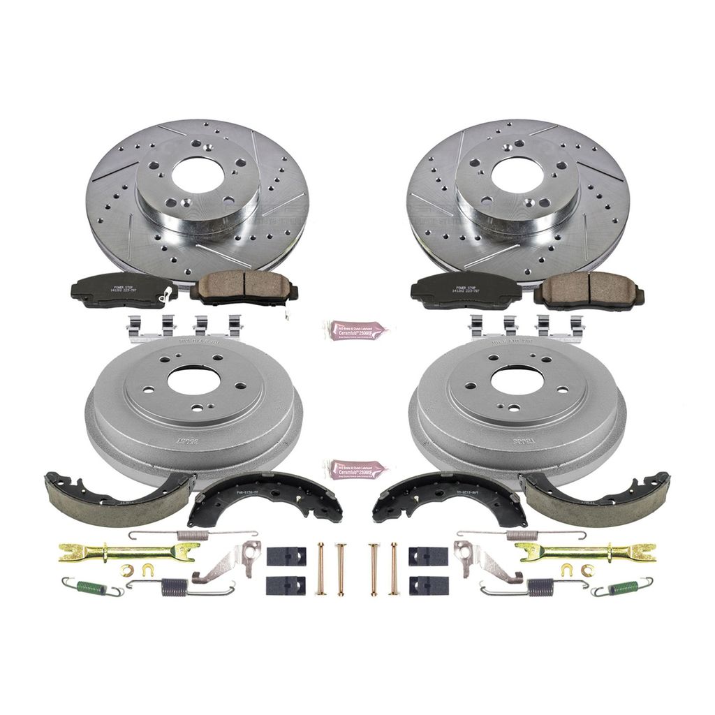 PowerStop K15109DK - Z23 Drilled and Slotted Brake Pad, Rotor, Drum, and Shoe Kit