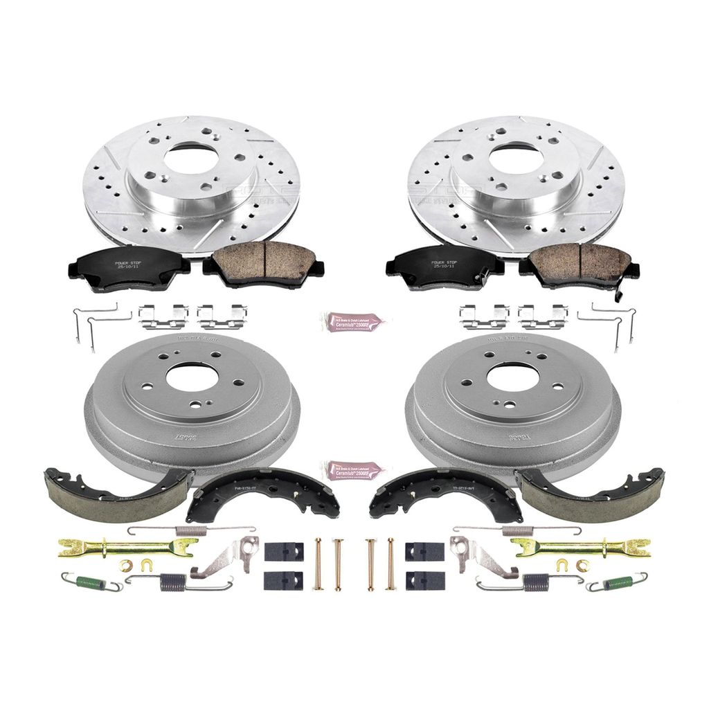 PowerStop K15110DK - Z23 Drilled and Slotted Brake Pad, Rotor, Drum, and Shoe Kit