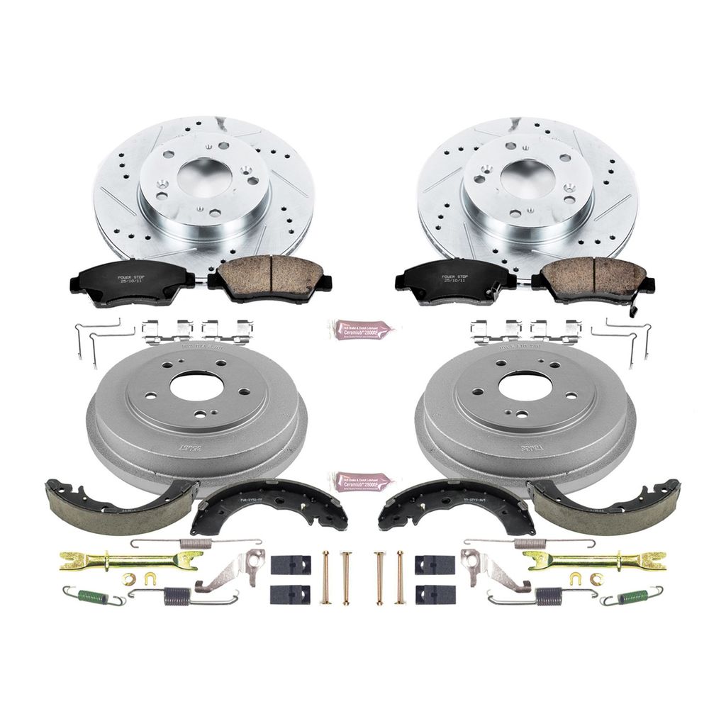 PowerStop K15112DK - Z23 Drilled and Slotted Brake Pad, Rotor, Drum, and Shoe Kit