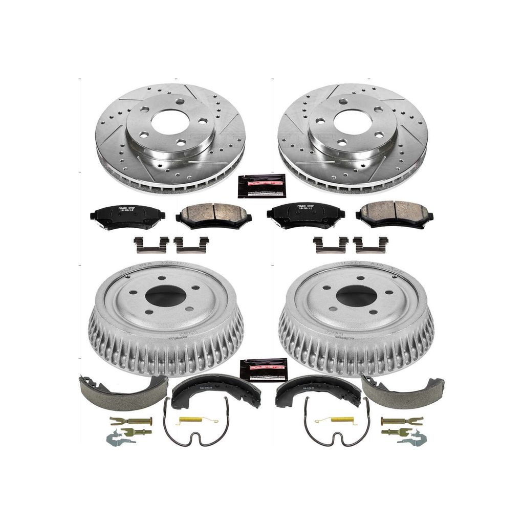 PowerStop K15121DK - Z23 Drilled and Slotted Brake Pad, Rotor, Drum, and Shoe Kit
