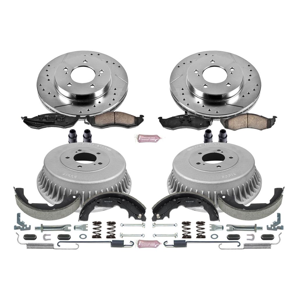 PowerStop K15131DK - Z23 Drilled and Slotted Brake Pad, Rotor, Drum, and Shoe Kit