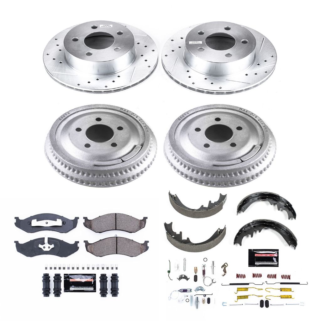 PowerStop K15132DK - Z23 Drilled and Slotted Brake Pad, Rotor, Drum, and Shoe Kit