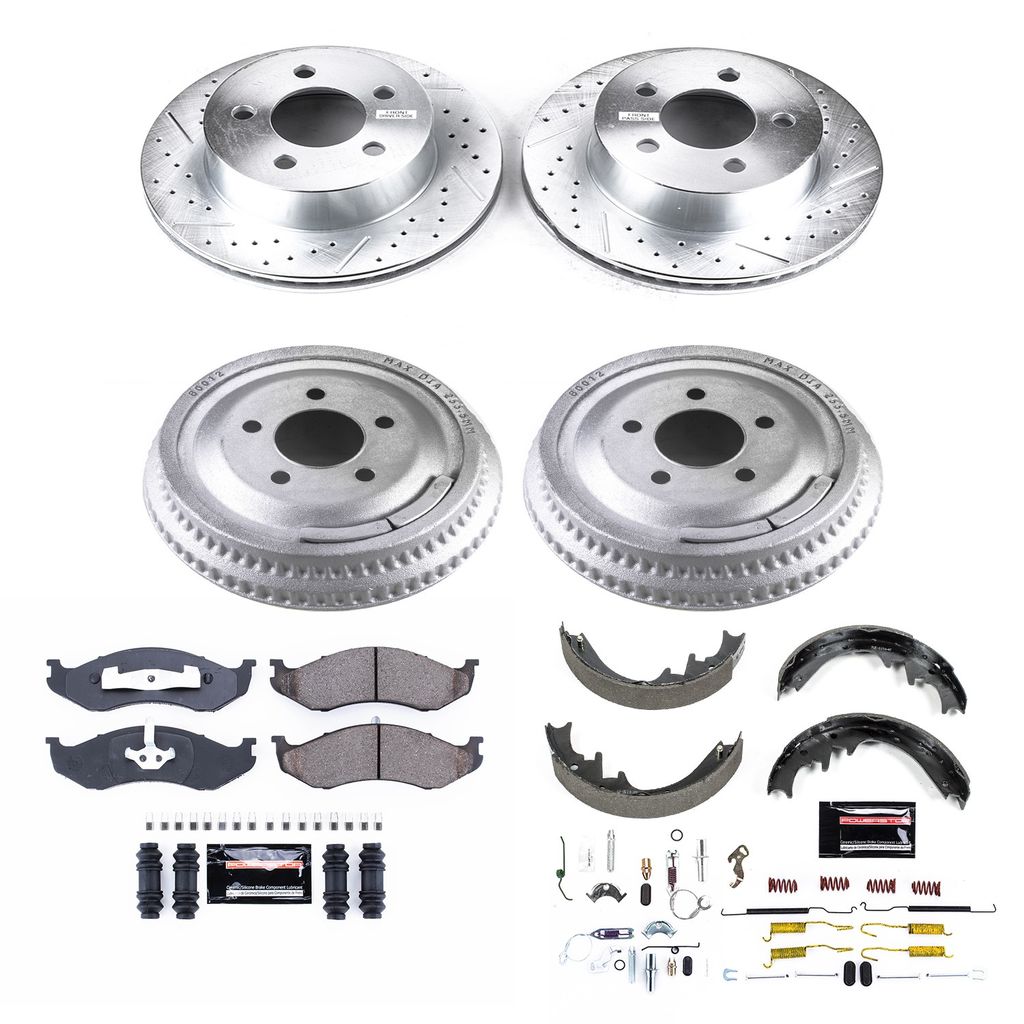 PowerStop K15134DK - Z23 Drilled and Slotted Brake Pad, Rotor, Drum, and Shoe Kit