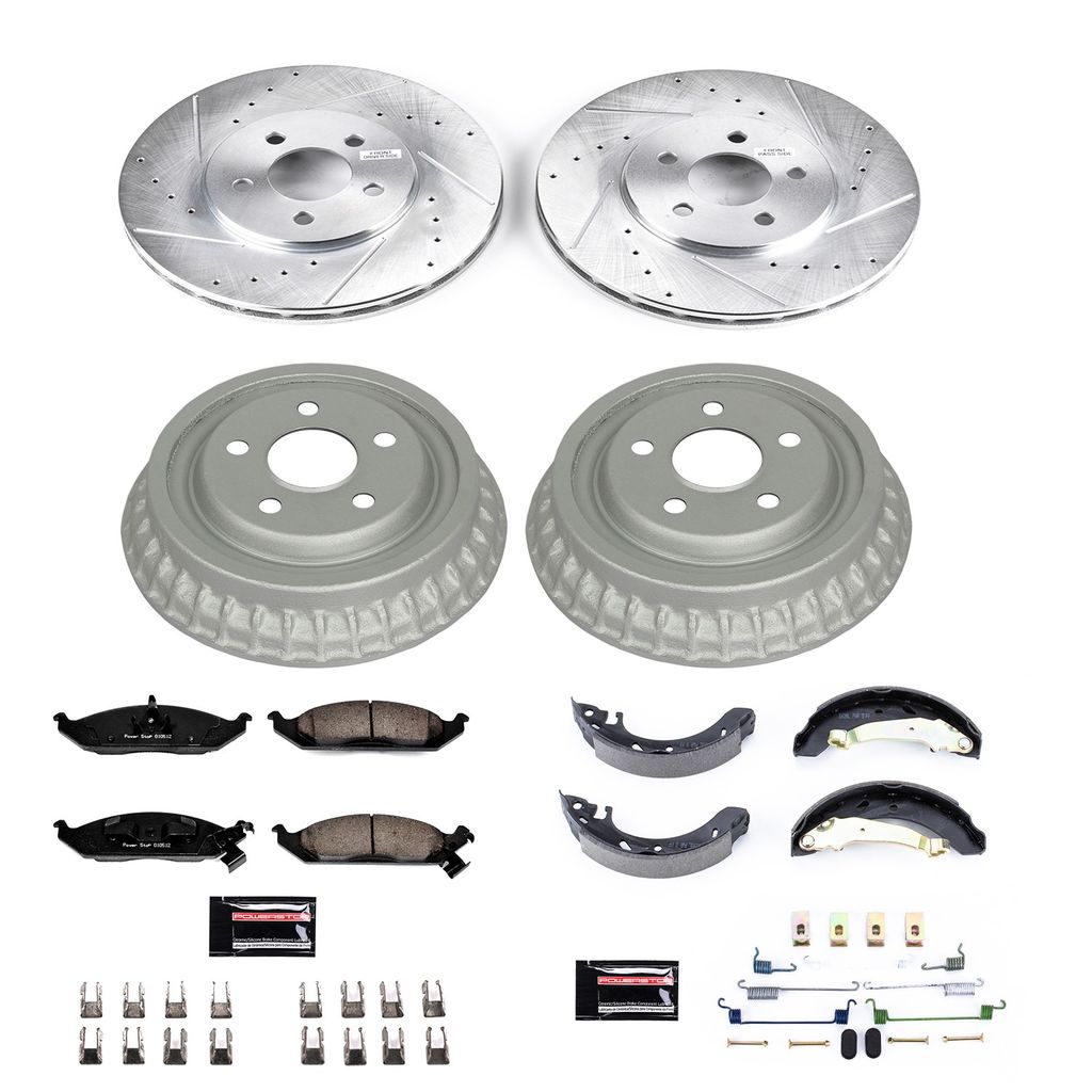PowerStop K15144DK - Z23 Drilled and Slotted Brake Pad, Rotor, Drum, and Shoe Kit