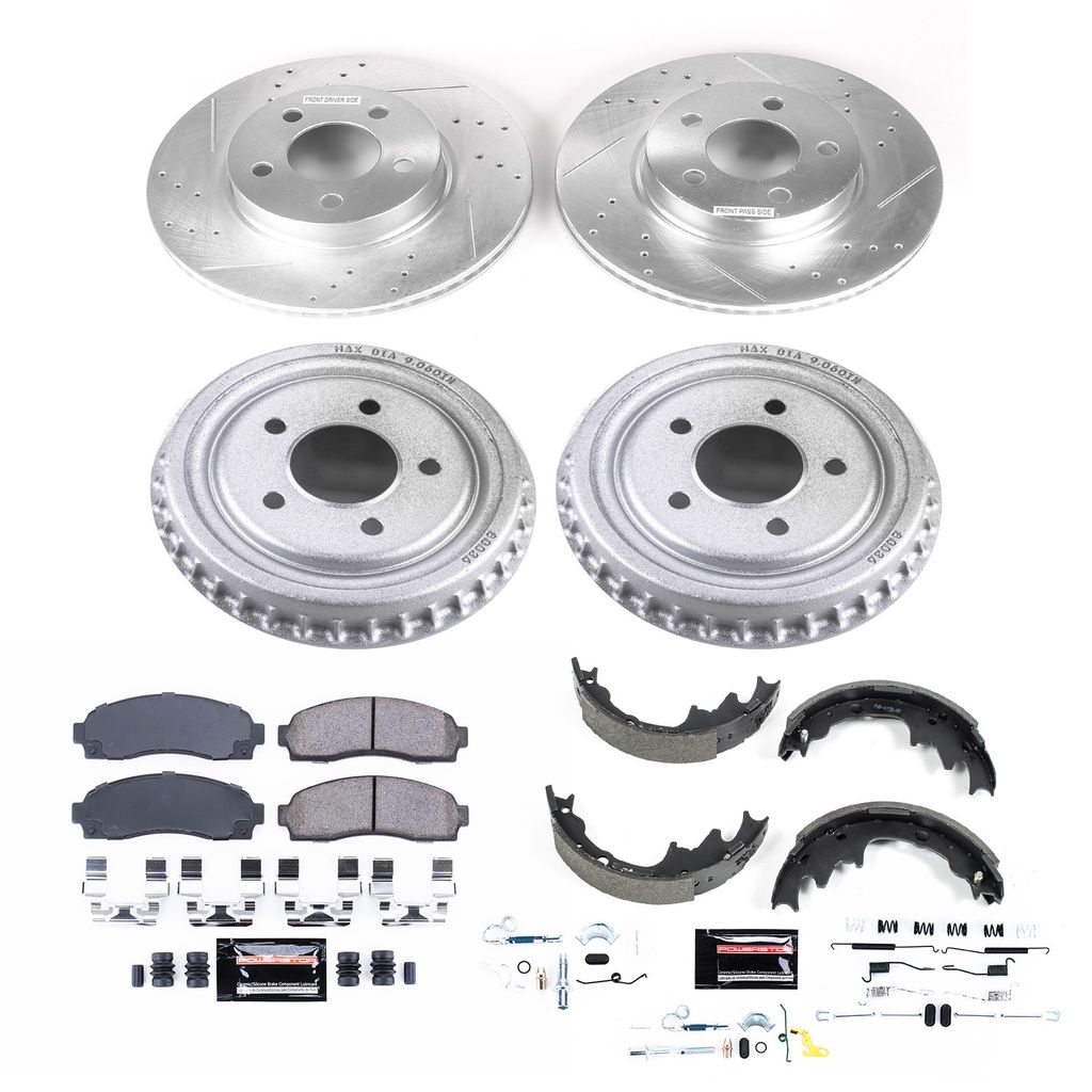PowerStop K15150DK - Z23 Drilled and Slotted Brake Pad, Rotor, Drum, and Shoe Kit