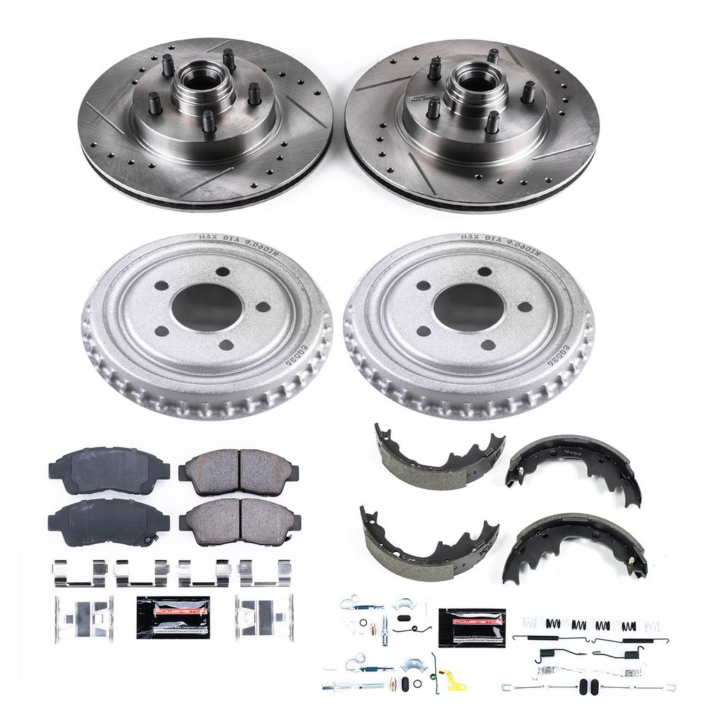 PowerStop K15151DK - Z23 Drilled and Slotted Brake Pad, Rotor, Drum, and Shoe Kit