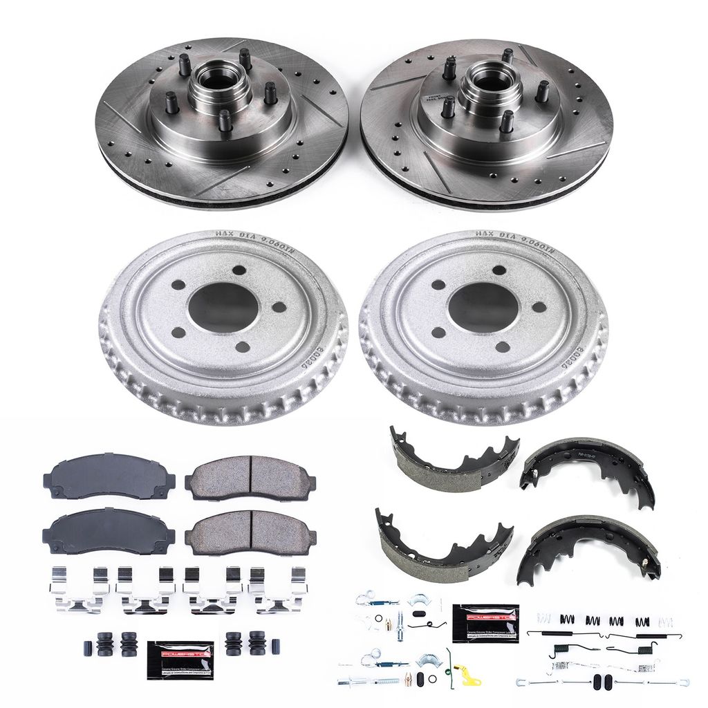 PowerStop K15154DK - Z23 Drilled and Slotted Brake Pad, Rotor, Drum, and Shoe Kit