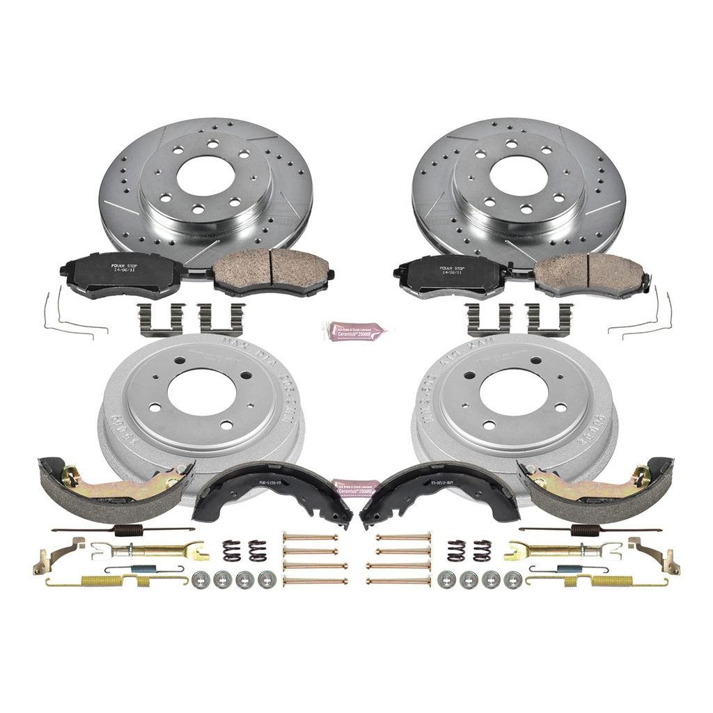 PowerStop K15157DK - Z23 Drilled and Slotted Brake Pad, Rotor, Drum, and Shoe Kit